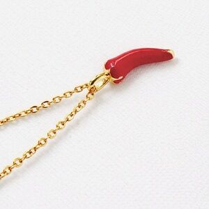 Red Hot Chili Pepper Pendant Necklace | 18K Gold Tone Chain | Dainty Jewelry